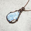 Lapis Lace Onyx m232 - wisiorek wire-wrapping z miedzi