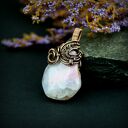 Miedziany wisiorek wire wrapping z agatem - prezent dla niej