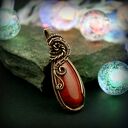Wisiorek z jaspisu mokaitu wire wrapping - miedziana oksydowana oprawa
