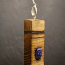 Wisiorek "Lapisowy spokój" z lapis lazuli - wypalane w drewnie i pirografia