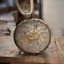 Okrągły mega wisior z unikatowym agatem druzy