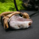 Naszyjnik - brzoza i agat brązowy, pirografia, wood Jewellery, wisiorek, upominek, oryginalny