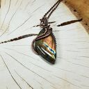 Wisiorek z labradorytem m299 - miedź i wire wrapping