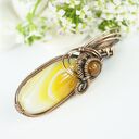 Wisiorek z żółtymi agatami - miedziany wire wrapping