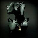 Jaspis dalmatyński - miedziany wisiorek wire wrapping (oksydowany)