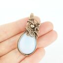 Wisiorek z opalitem - miedziany wire wrapping dla niej