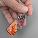 Maya - wisiorek z ognistym agatem w oksydowanym srebrze (wire wrapping)