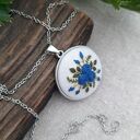 Haftowany medalion - niebieski