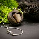 Wisiorek - Serce z Gór Świętokrzyskich - wisiorek z duszą i historią, pirografia, krzemień pasiasty