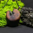 Wisiorek Wiśnia i Chalcedon - pirografia, minerał, naturalne drewno, handmade, biiżuteria, dla niej