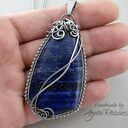 Wisior z Lapis Lazuli, wire wrapping, stal chirurgiczna