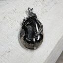 Kryształowa druza agatu - srebrny wisiorek z labradorytem (wire-wrapping)