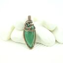 Wisiorek z zielonym agatem wire wrapping - rękodzieło