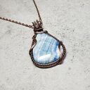 Lapis Lace Onyx m232 - wisiorek wire-wrapping z miedzi