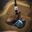 Naszyjnik apatyt i drewno dryftowe premium, wood, wisiorek, dla niej, prezent