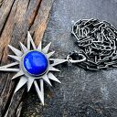 Duży, srebrny Gwiazda Wenus z lapisem lazuli 12 mm