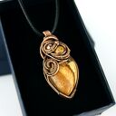 Jaspis krajobrazowy wisiorek wire wrapping - miedziany