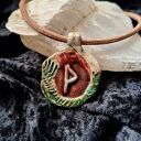 Ceramiczny wisior amulet - Runa Wunjo (Radość i Szczęście) na rzemieniu