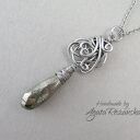 Wisiorek z pirytem, wire wrapping, stal chirurgiczna