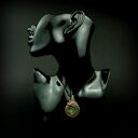 Wisiorek ze szmaragdem - duży wisior wire wrapping z miedzią i hematytem