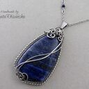 Wisior z Lapis Lazuli, wire wrapping, stal chirurgiczna