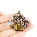 Wisiorek z tygrysim okiem - miedziany wire wrapping dla niej (handmade)