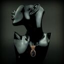 Wisior z ametystem - miedziany wire wrapping z hematytem