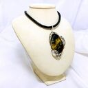 Srebrny wisior z bursztynem bałtyckim - srebro 925 handmade