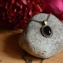 Onyks czarny Medalion - kolekcja vintage (wisiorek handmade)