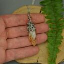 Wisiorek talizman z surowym cytrynem - wire wrapping ze stali chirurgicznej