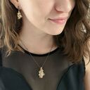 Dębowy listek duży - zawieszka srebrna brąz