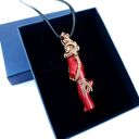 Wisiorek z koralem w miedzianej oprawie - ręczne wire wrapping