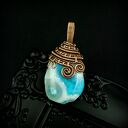 Wisiorek wire wrapping z agatem - miedziany dwustronny