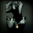 Krzemień pasiasty wisiorek wire wrapping - oksydowana miedź