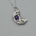Wisiorek księżyc fioletowy ametyst wire wrapping półksiężyc