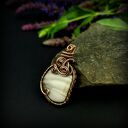 Krzemień pasiasty wisiorek wire wrapping - oksydowana miedź