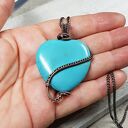 Howlit Serce M293 - turkusowy wisiorek wire wrapping z miedzi