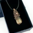 Wisiorek z kamieniem księżycowym - miedziany wire wrapping