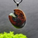 Wisiorek Wiśnia i Chalcedon - pirografia, minerał, naturalne drewno, handmade, biiżuteria, dla niej