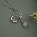 Wisiorek serce z kwarcem różowym wire wrapping - stal chirurgiczna