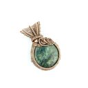 Wisiorek ze szmaragdem - duży wisior wire wrapping z miedzi i hematytem