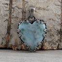 Larimar i srebro oksydowane - wisior 1726a