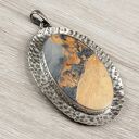 Jaspis Maligano i oksydowane srebro 925/999 - wisior 1984a