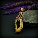 Wisiorek z tygrysim okiem - miedziana oprawa wire wrapping
