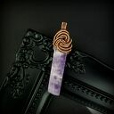 Ręcznie robiony wisiorek z ametystem w technice wire wrapping - miedziany i oksydowany