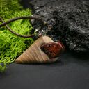 Naszyjnik - wiąz i obsydian mahoniowy, wood Jewellery, wisiorek, upominek, oryginalny, prezent