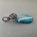 Oema - mistyczny talizman z błękitnego agatu w oksydowanym srebrze (wire wrapping)