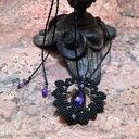 Czarna Gwiazda z ametystem choker - naszyjnik makramowy