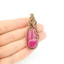 Wisiorek z różowym agatem - ręcznie robiony wire wrapping