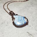 Lapis Lace Onyx m232 - wisiorek wire-wrapping z miedzi
